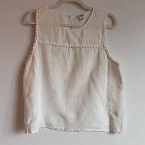 Cream Sleeveless Pom-Trim Top